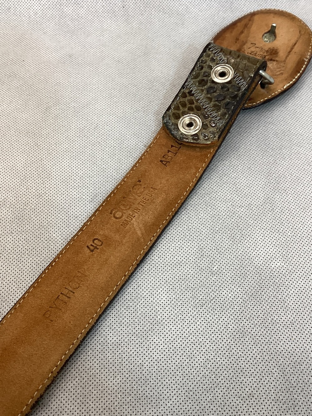 Vintage Acme Python Snakeskin Belt w/ Tony Lama Buckle Western Exotic Belt sz 40 - Picture 5 of 6